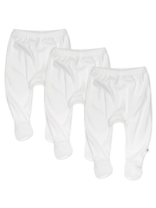 Honest Baby Clothing 3-Pack Organic Cotton Footed Harem Pants, Bright White