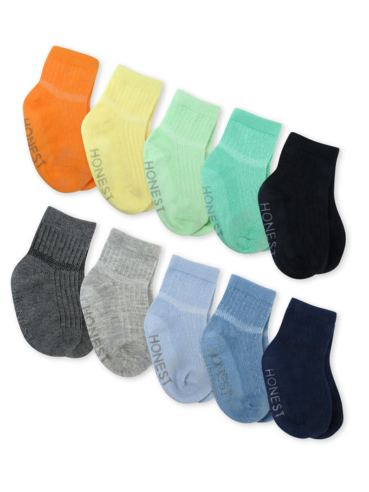 Honest Baby Clothing 10 Pack Organic Cotton Socks, Rainbow Blues