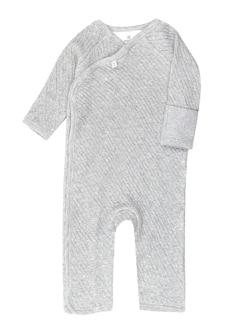 Honest Baby Clothing Organic Cotton Matelasse Side Snap Coverall, Light Gray Heather