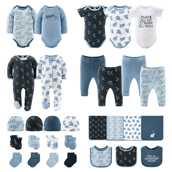 The Peanutshell 30 Piece Layette Set in Elephant Blue