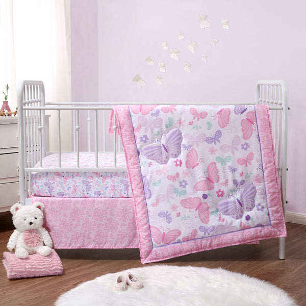 The Peanutshell Butterfly Song, 3-Piece Baby Crib Bedding Set