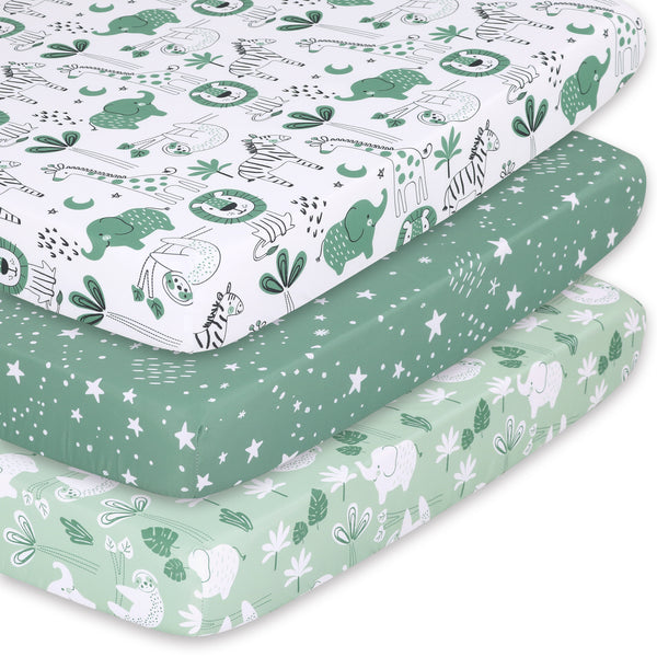 The Peanutshell Playard Sheets - Green Safari