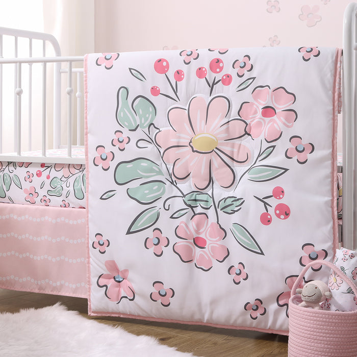 The Peanutshell Floral Fun 5-Piece Baby Crib Bedding Set and Blanket