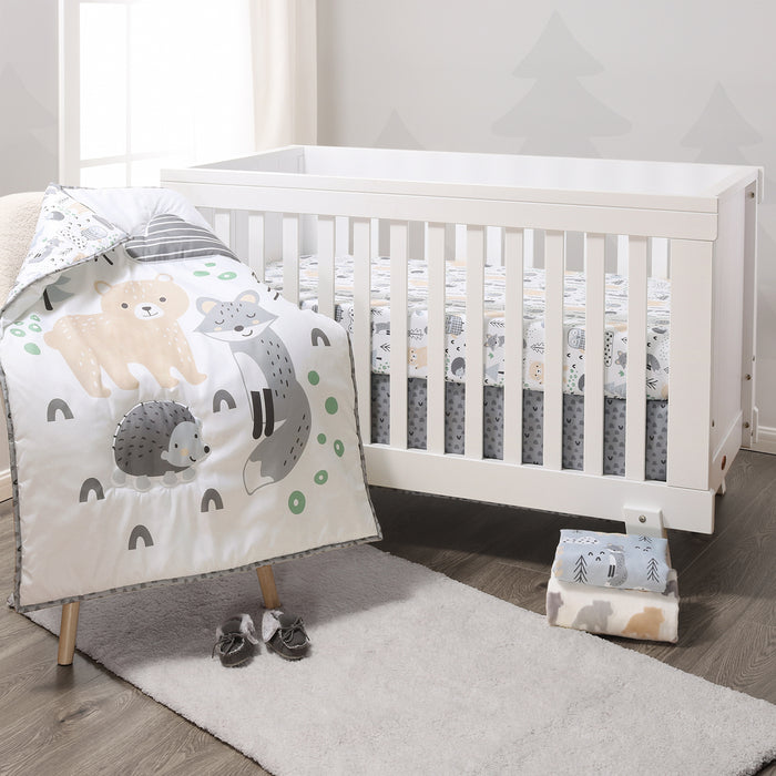 The Peanutshell Woodscape 5-Piece Baby Crib Bedding Set and Blanket