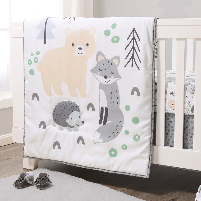 The Peanutshell Woodscape 5-Piece Baby Crib Bedding Set and Blanket