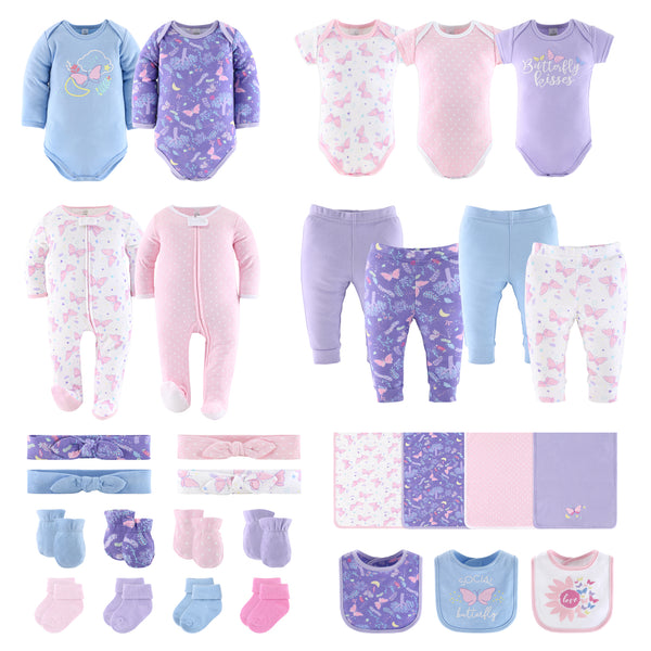 The Peanutshell 30 Piece Layette Set in Purple Butterfly