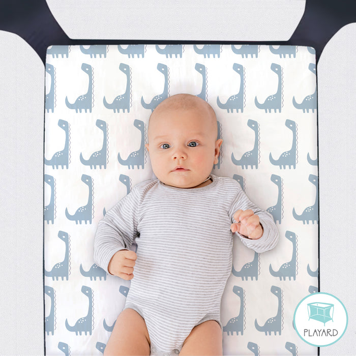 The Peanutshell Playard Sheets - Blue Dino