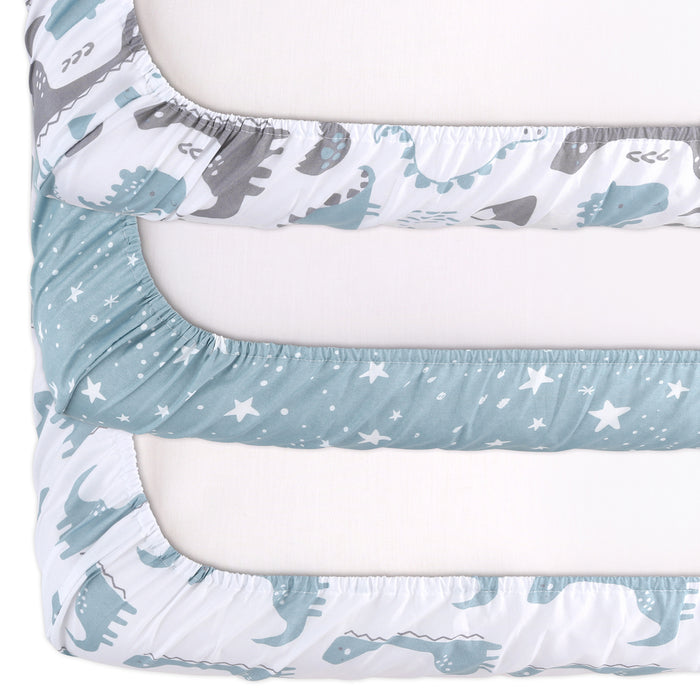 The Peanutshell Playard Sheets - Blue Dino