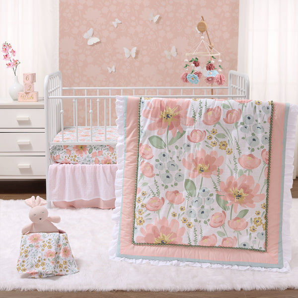 The Peanutshell Wildflower Organic Cotton Baby Bedding - 4 Piece Set