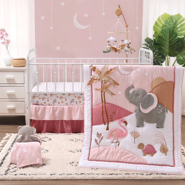 The Peanutshell Organic 4Piece Crib Bedding Set in Safari Oasis for Baby