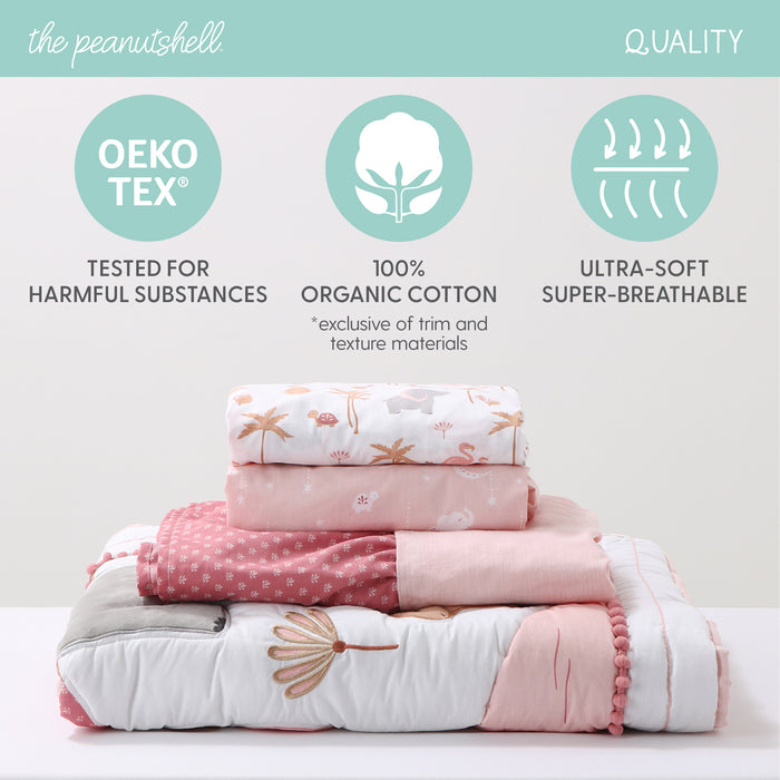 The Peanutshell Organic 4Piece Crib Bedding Set in Safari Oasis for Baby