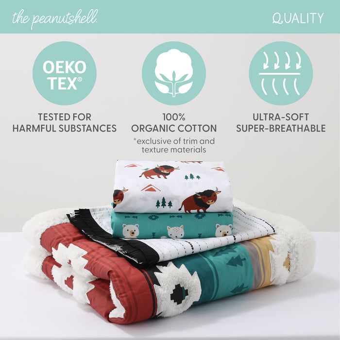 The Peanutshell Western Woods Organic Cotton Baby Bedding - 4 Piece Set