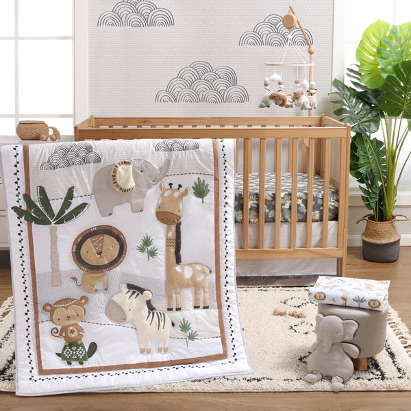 The Peanutshell Organic Crib Bedding in Safari Serenity-4 Piece Set