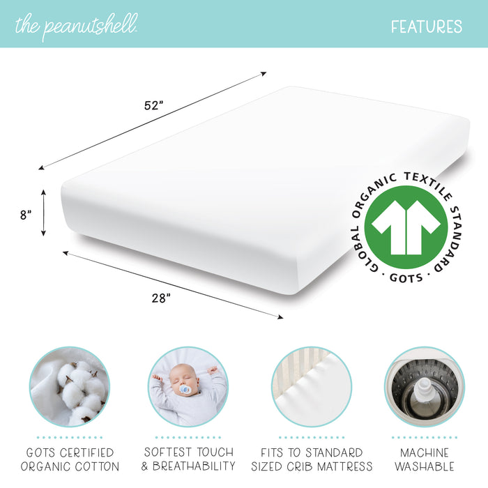 The Peanutshell Organic Cotton Jersey Fitted Crib Sheets, 4-Pack  Check