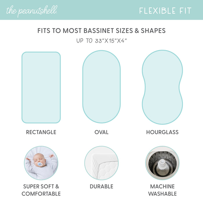 The Peanutshell Soft Cloud Bassinet Sheets, 4 Pack