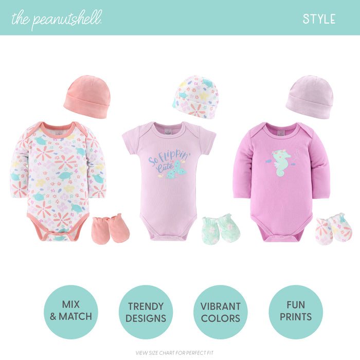 The Peanutshell Ocean Flower 23-Piece Baby Girl Layette Gift Set