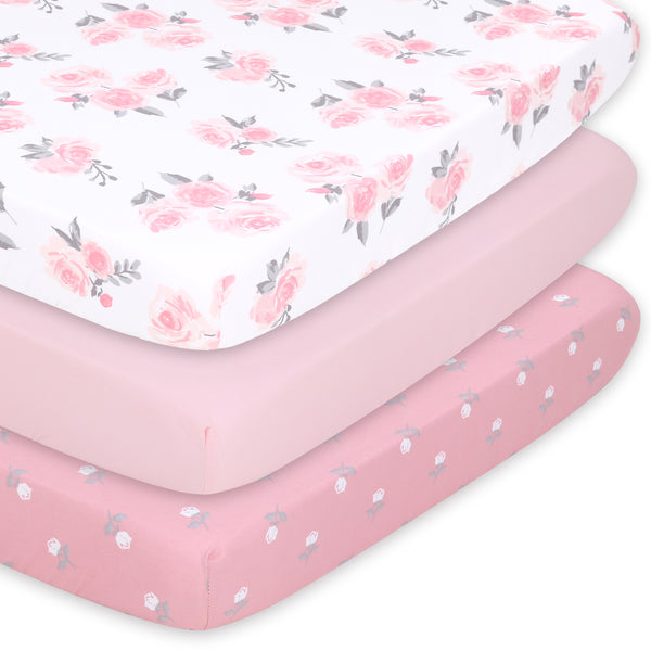 The Peanutshell Playard Sheets - Pink Roses