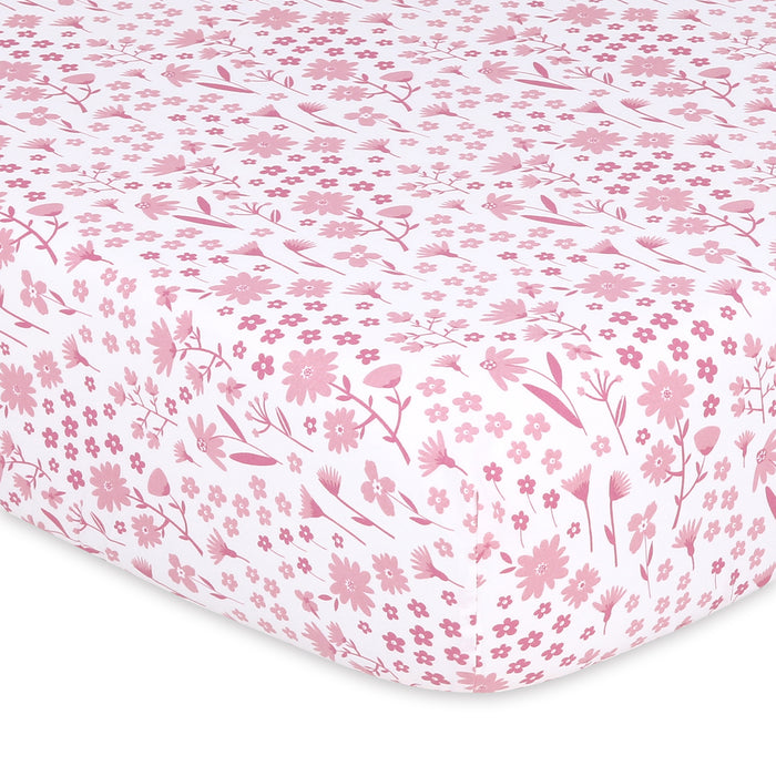 The Peanutshell Daisy Fitted Crib Sheet Set, 4 Pack
