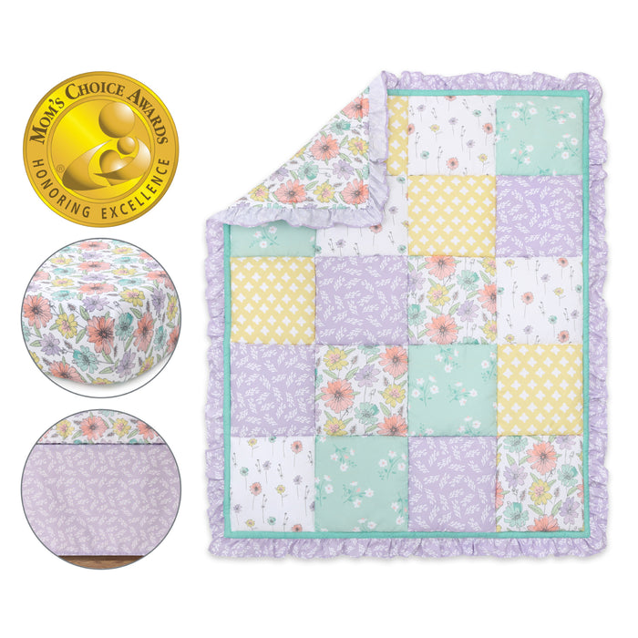 The Peanutshell Crib Bedding Set for Baby Girls, Fresh Floral, 3 Pieces