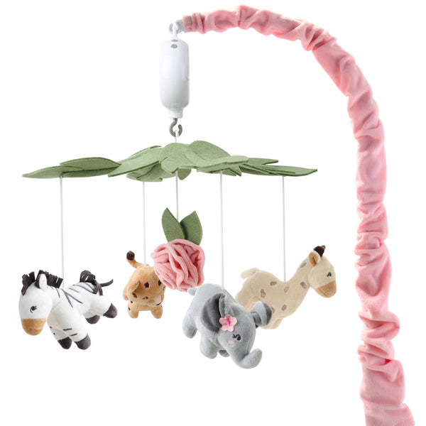 The Peanutshell Wildest Dreams Pink Musical Crib Mobile for Baby Girls