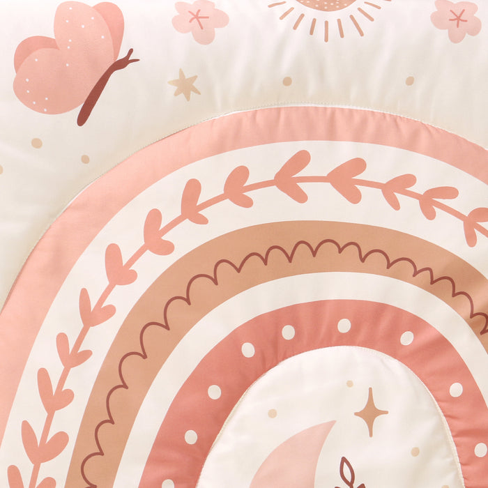 The Peanutshell Crib Bedding Set for Baby Girls, Boho Rainbow, 3 Pieces