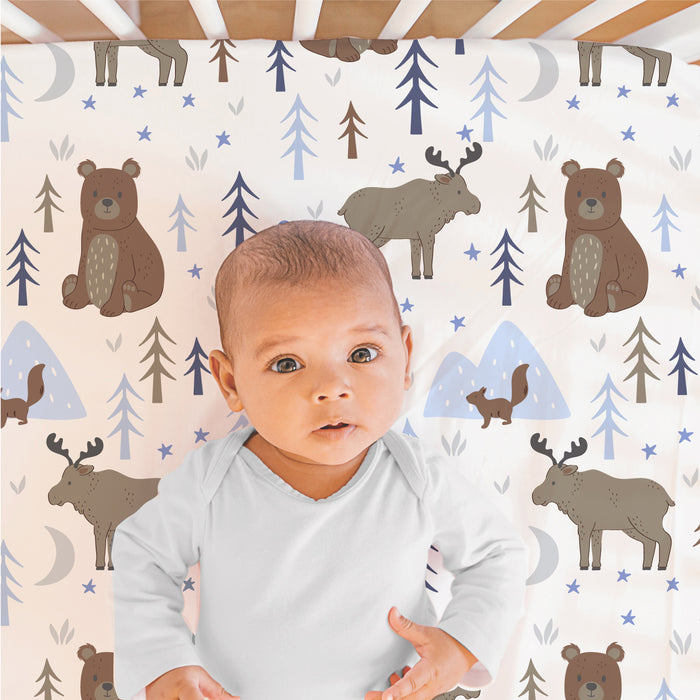 The Peanutshell Crib Bedding Set for Baby Boys, Under the Stars, 3 Pieces