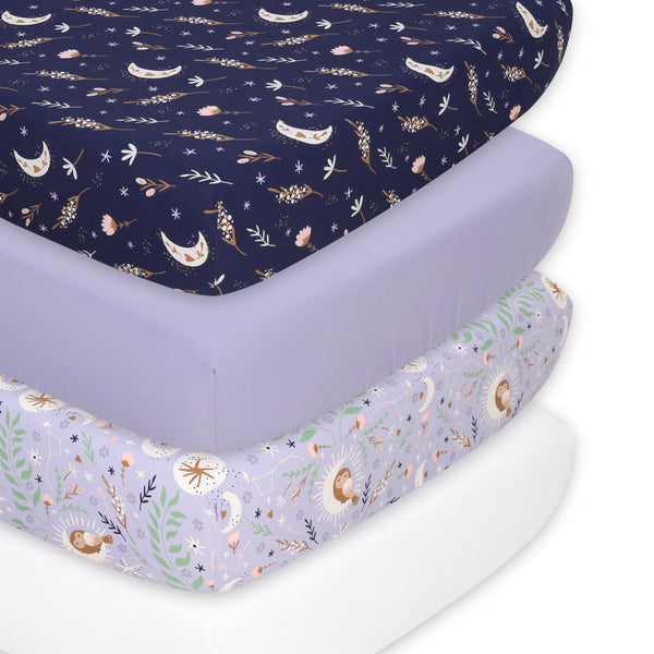 The Peanutshell 4-Pack Microfiber Crib Sheets, Lunar Love