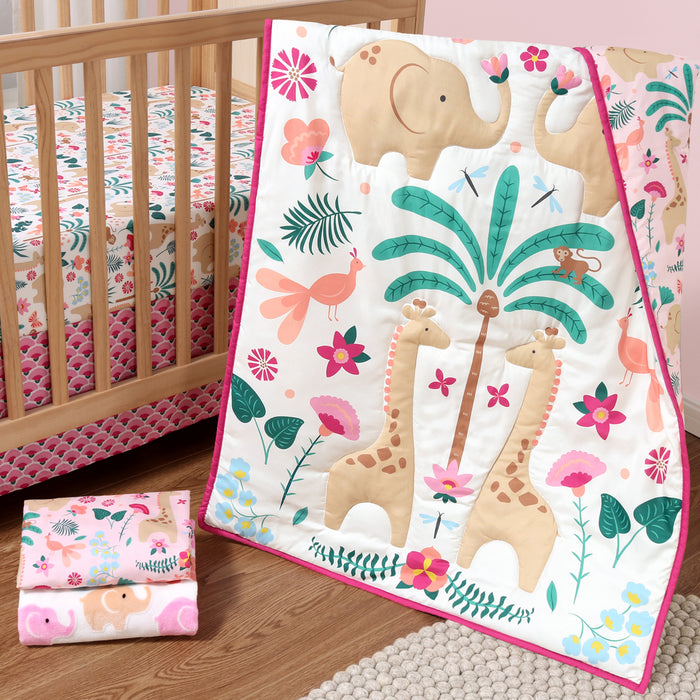 The Peanutshell Bright Safari 5-Piece Crib Bedding Set with Quilt and Blanket