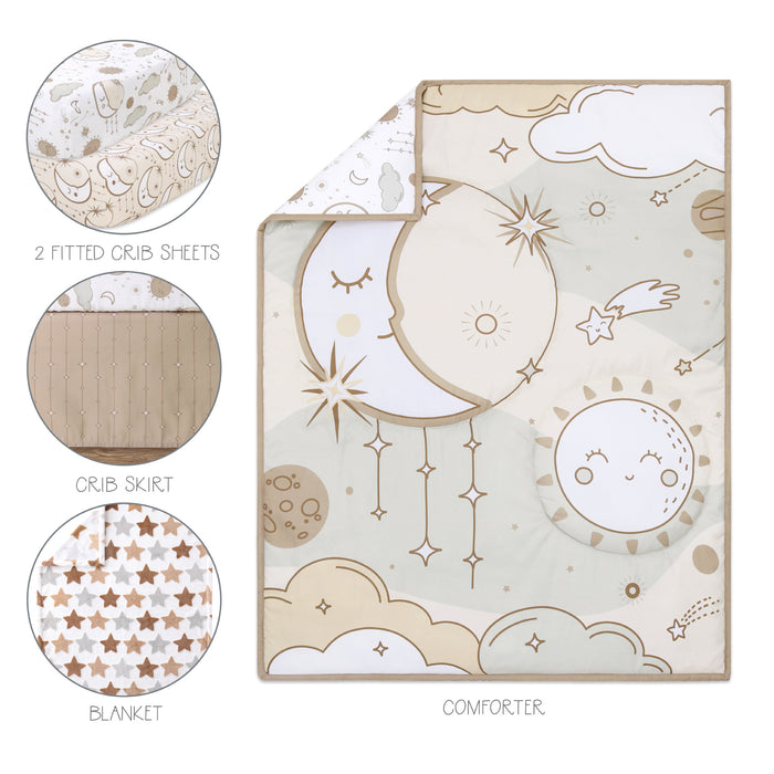 The Peanutshell Starry Skies 5-Piece Crib Bedding Set with Quilt and Blanket