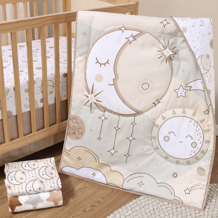 The Peanutshell Starry Skies 5-Piece Crib Bedding Set with Quilt and Blanket