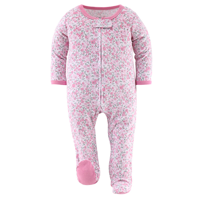 The Peanutshell Floral Love Footed Baby Sleepers 3-Pack