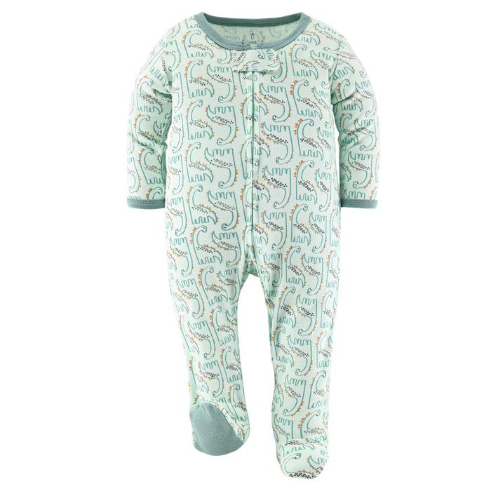 The Peanutshell Green Dino Footed Baby Sleepers 3-Pack