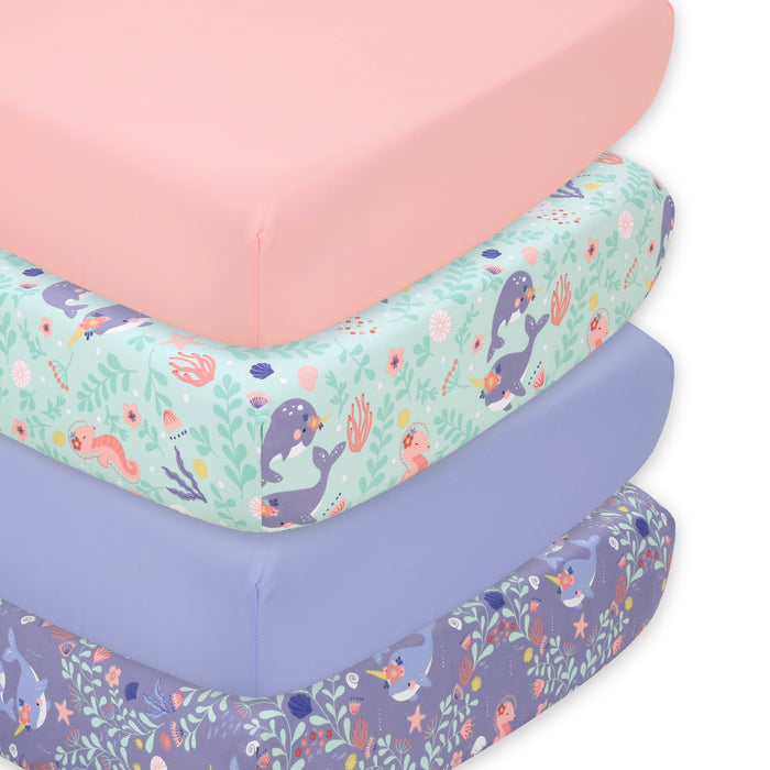 The Peanutshell Girl Ocean 4-Pack Fitted Crib Sheets
