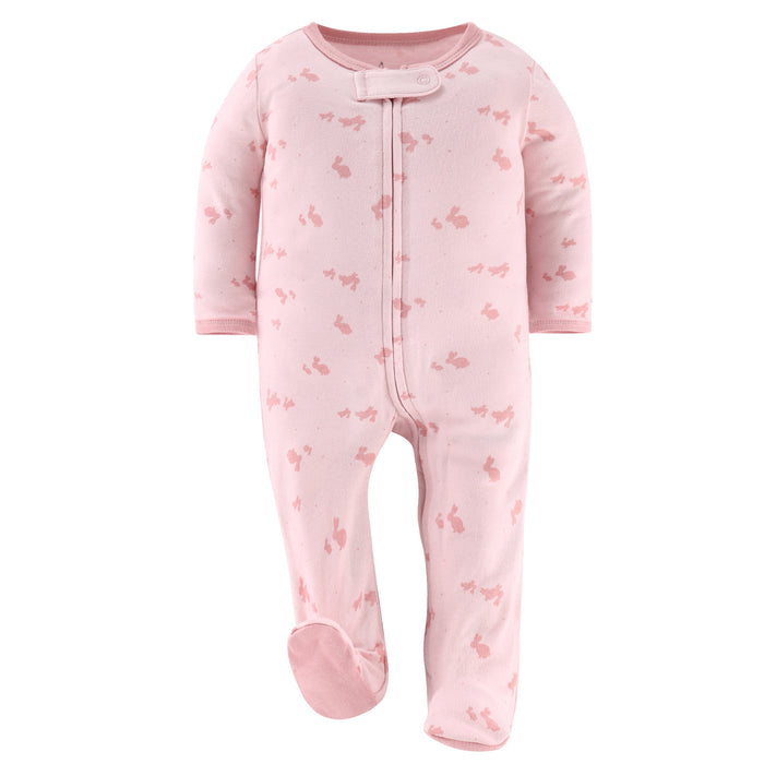 The Peanutshell Pink Balletcore Footed Baby Sleepers 3-Pack