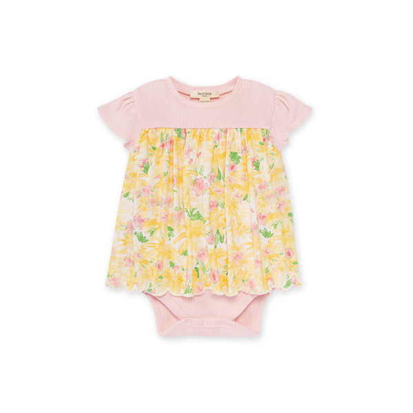 Burt's Bees Baby Daisy Floral Ribbed Bodysuit Dress