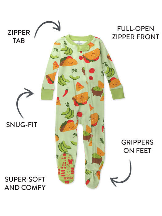 Honest Baby Clothing Organic Cotton Snug-Fit Footed Pajama, Taco Time