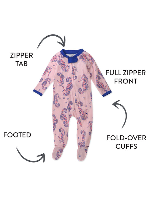 Honest Baby Clothing Organic Cotton Sleep & Play,Sea Horse
