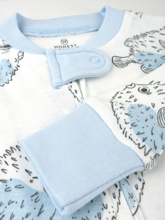 Honest Baby Clothing Organic Cotton Snug-Fit Footed Pajama,Blow Fish