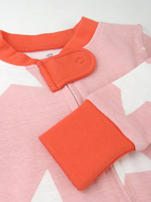 Honest Baby Clothing Organic Cotton Snug-Fit Footed Pajama, Jumbo Star Pink