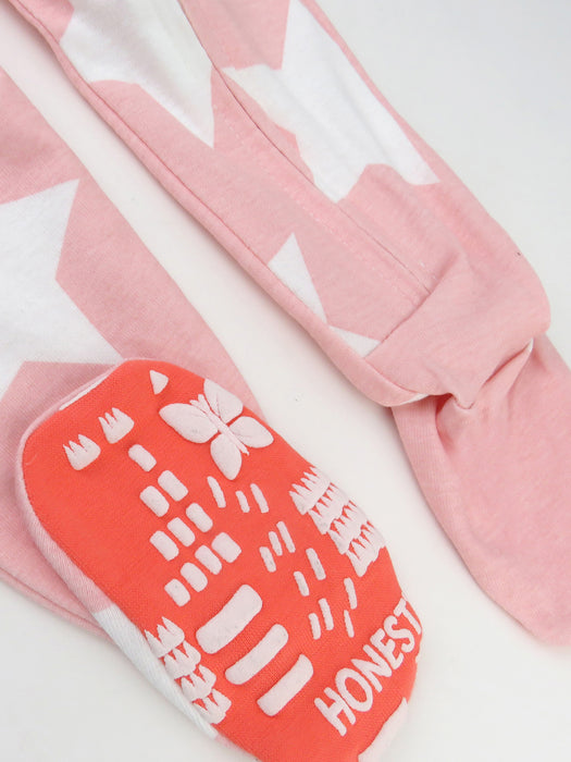 Honest Baby Clothing Organic Cotton Snug-Fit Footed Pajama, Jumbo Star Pink
