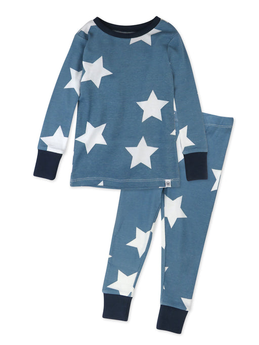 Honest Baby Clothing 2-Piece Organic Cotton Pajama, Jumbo Star Blue