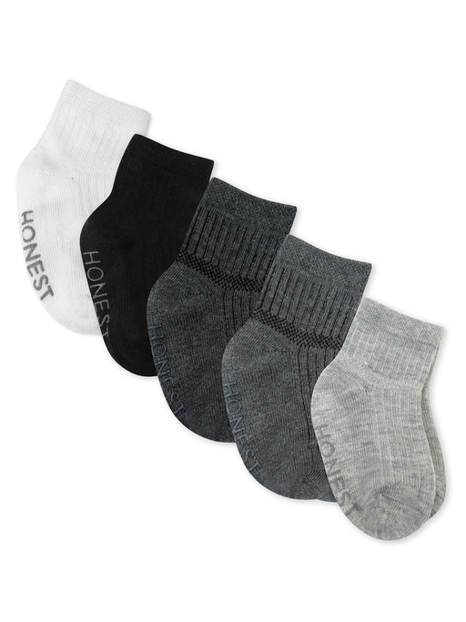 Honest Baby Clothing 5 Pack Organic Cotton Socks, Grey Ombre