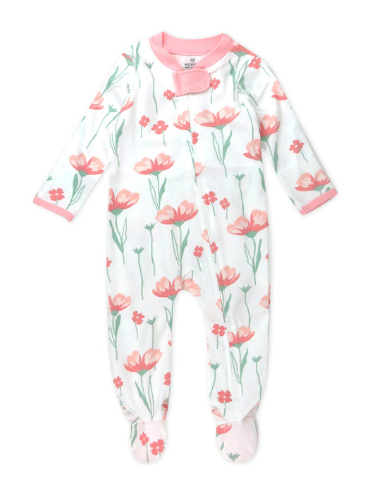 Honest Baby Clothing Organic Cotton Strawberry Pink Floral Sleep and Play