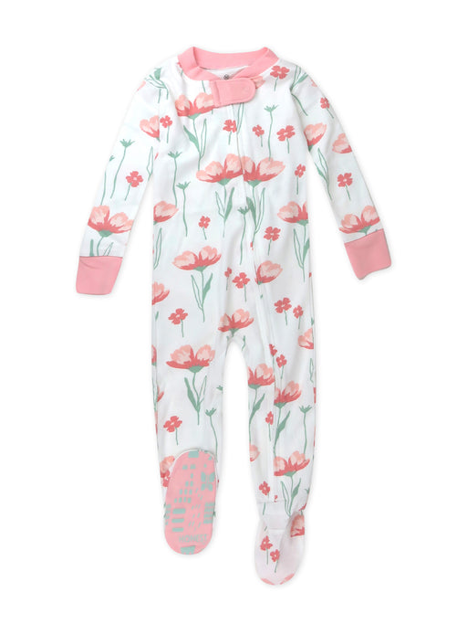 Honest Baby Clothing Organic Cotton Strawberry Pink Floral Snug Fit Footed Pajamas