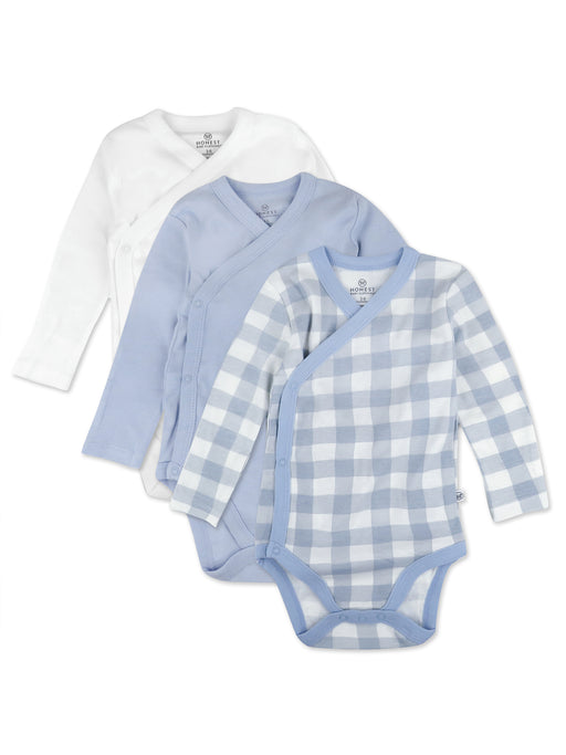 Honest Baby Clothing 3 Pack Organic Cotton Long Sleeve Side Snap Bodysuits