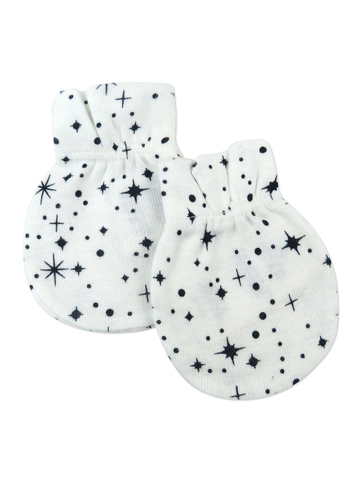 Honest Baby Clothing 6 Piece Organic Cotton Cap and Mitt Set, Twinkle Star Navy