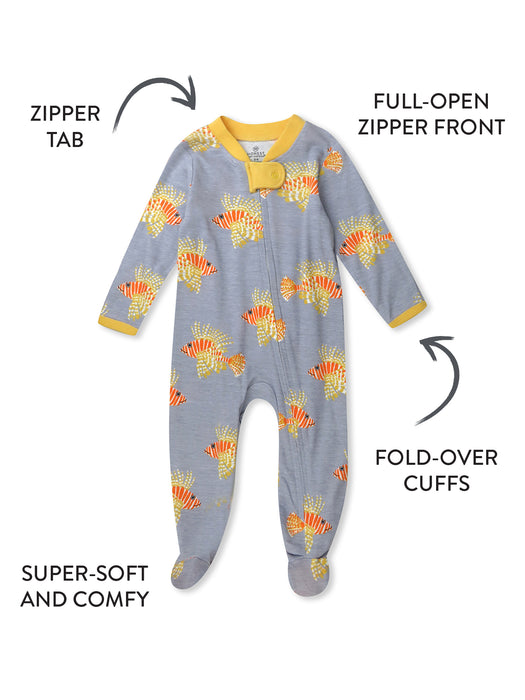 Honest Baby Clothing Organic Cotton Sleep & Play, Lion Fish