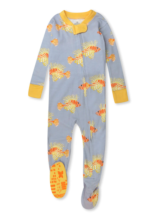 Honest Baby Clothing Organic Cotton Snug-Fit Footed Pajama, Lion Fish