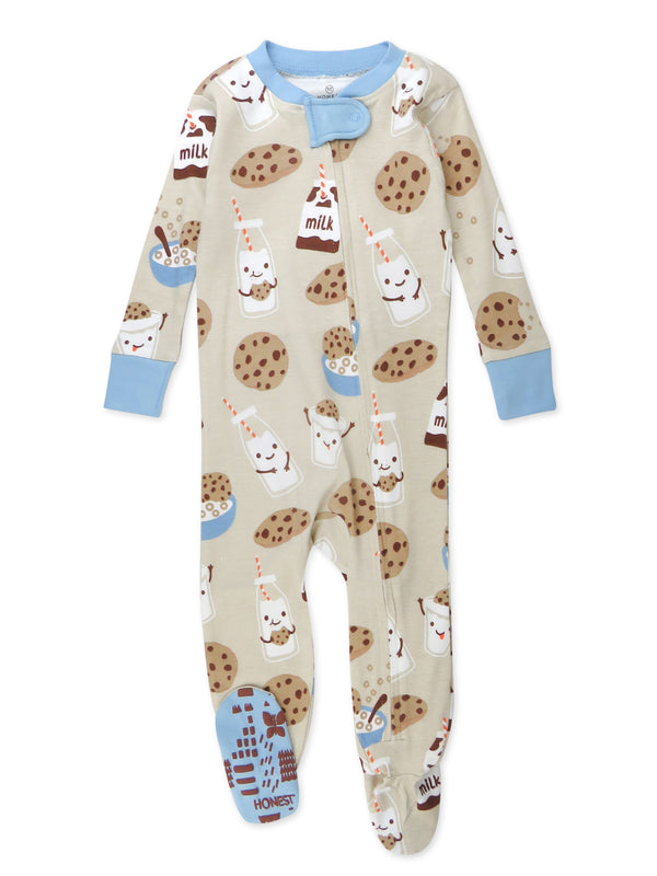 Honest Baby Clothing Organic Cotton Snug-Fit Footed Pajama, Milk N Cookies