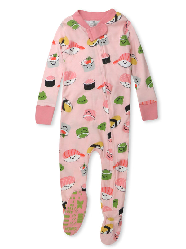 Honest Baby Clothing Organic Cotton Snug-Fit Footed Pajama, Sushi